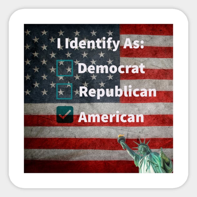 I Identify As American Sticker by Lulu's Designs
